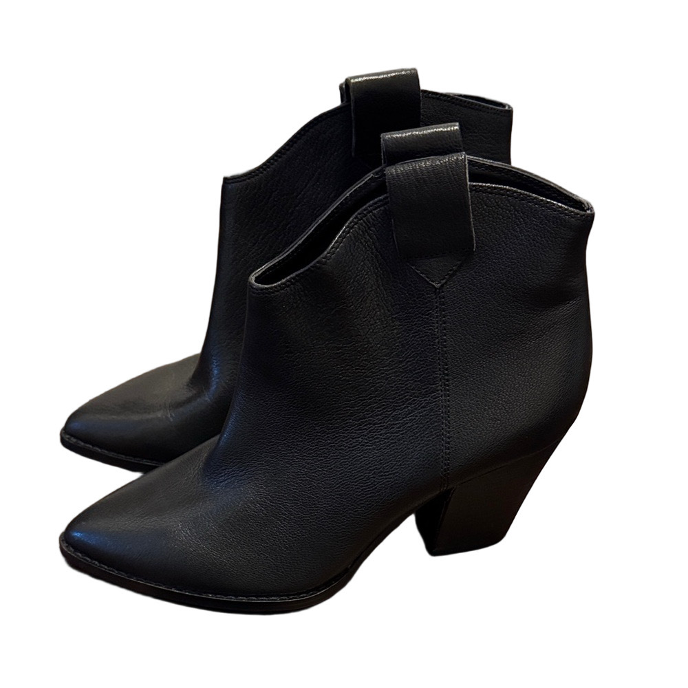 Lucky Brand Black Leather Ankle Boots Size 8.5 - Picture 1 of 4